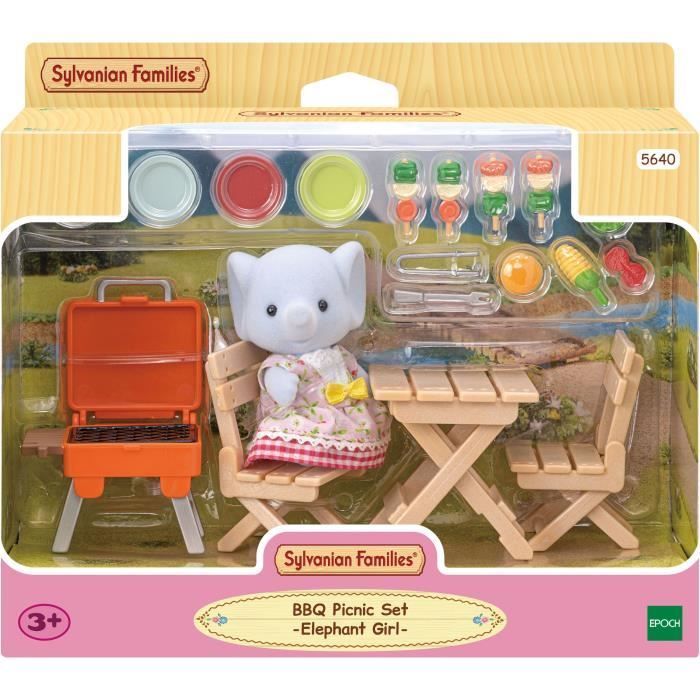 Miniature figurine - SYLVANIAN FAMILIES - The Elephant Girl and her picnic set