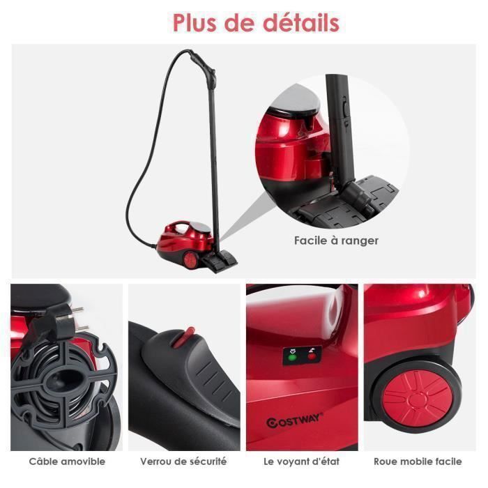 Scopa a vapore COSTWAY da 2000 W per cimici dei letti - Pulitore a vapore multiuso con serbatoio da 1,5 litri, 19 accessori e pressione di 4,0 bar per pavimenti e tappeti