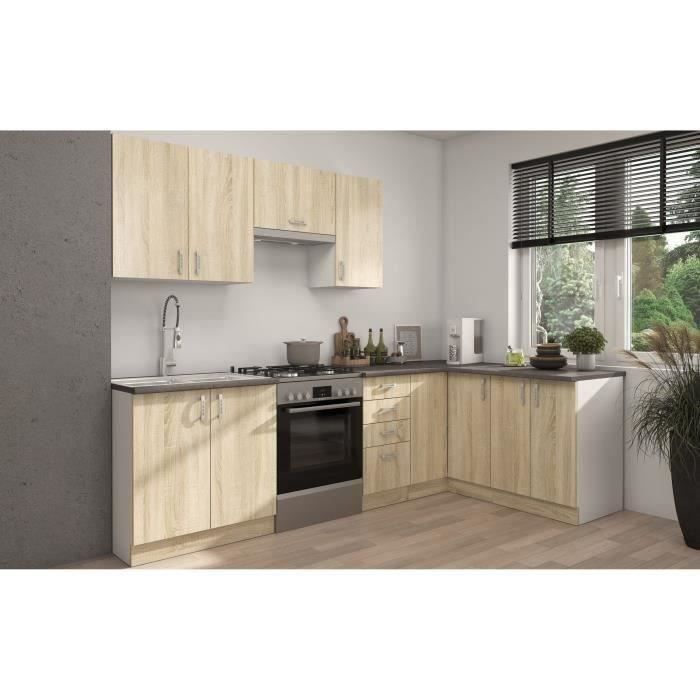 SARA Complete Modulaire Keuken - Omkeerbare Hoek - 7 Elementen - Sonoma Eiken Afwerking - B270 x L148 cm - Werkblad niet inbegrepen