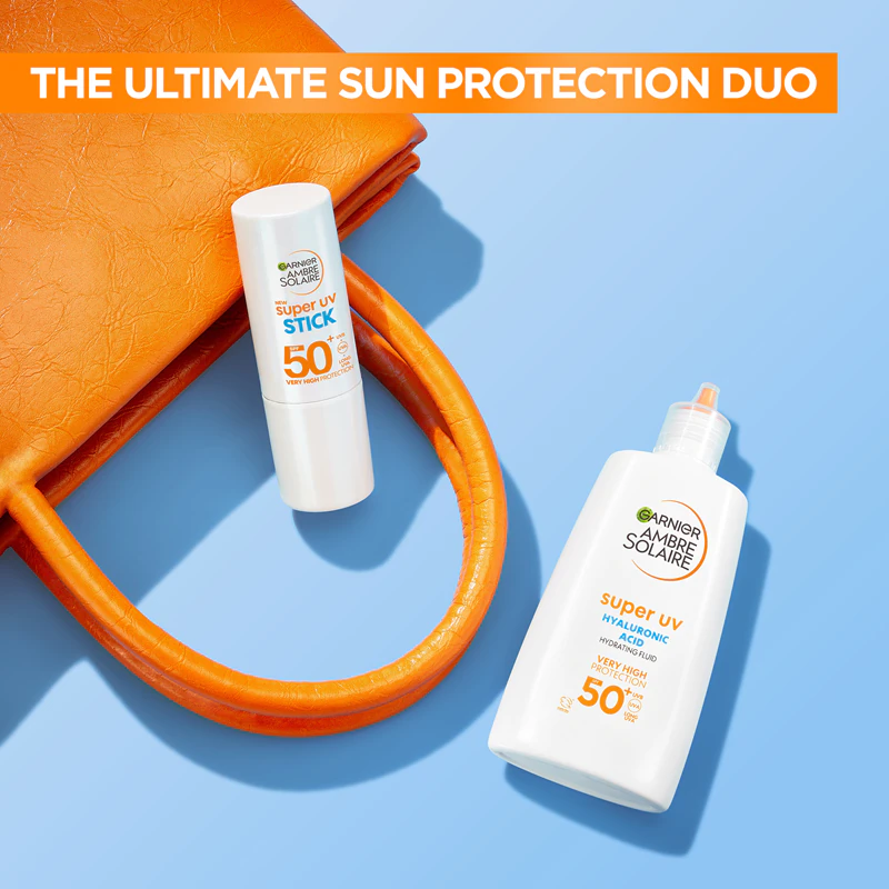 Garnier Ambre Solaire Super UV Fluido de proteção solar com ácido hialurônico e efeito hidratante
