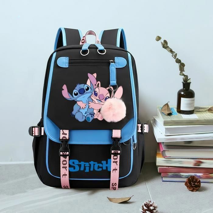 KENLUMO Sac à Dos Stitch pour Enfants - Ensemble 3 pièces (Sac à Dos, Sacs à bandoulière & Trousse) -Sac à Dos Scolaire