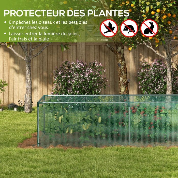 Serre de jardin - Outsunny - serre à tomates filet protection porte zippée enroulable HDPE - acier - 125x248x62,5cm - vert