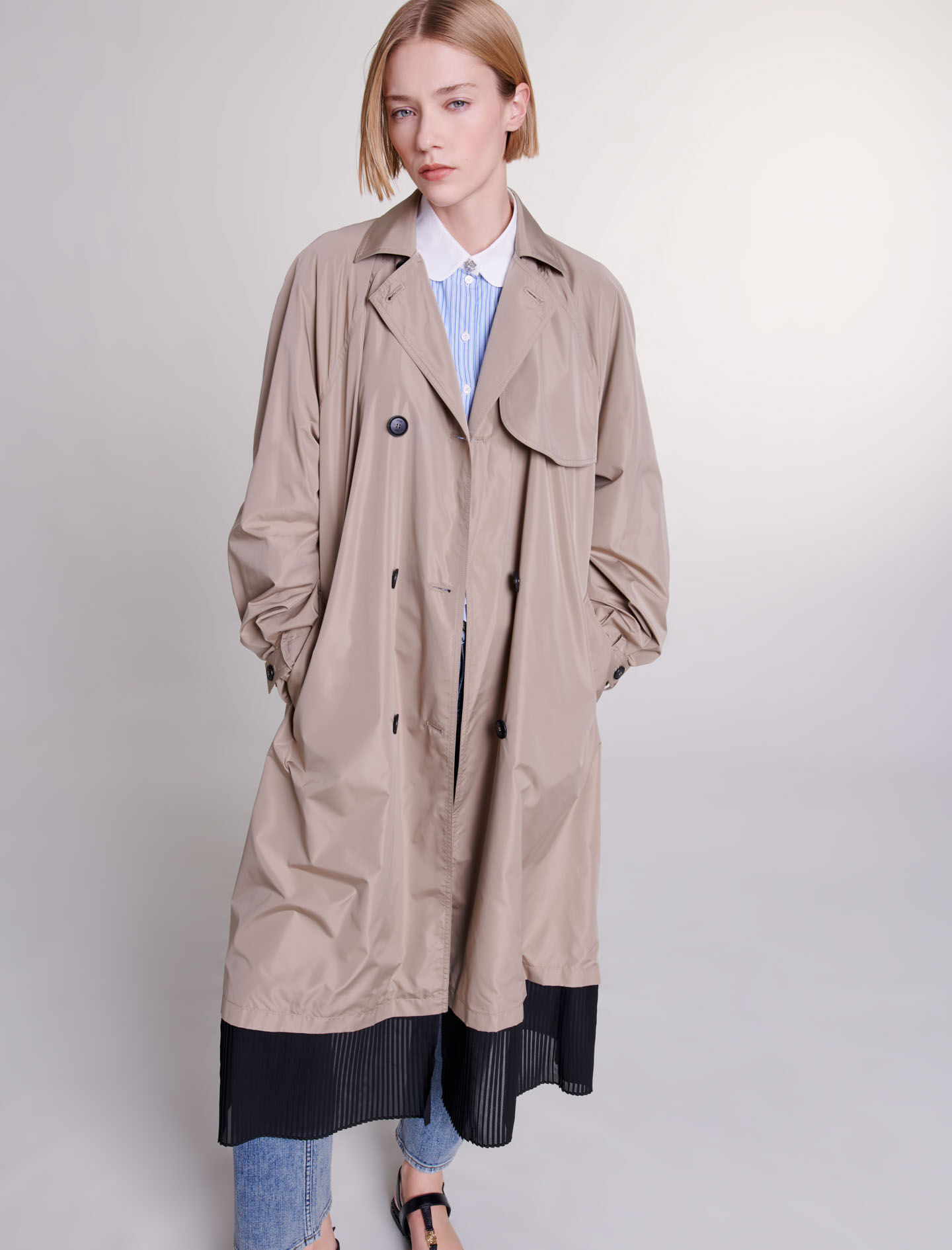 Trench contrastant - Taupe