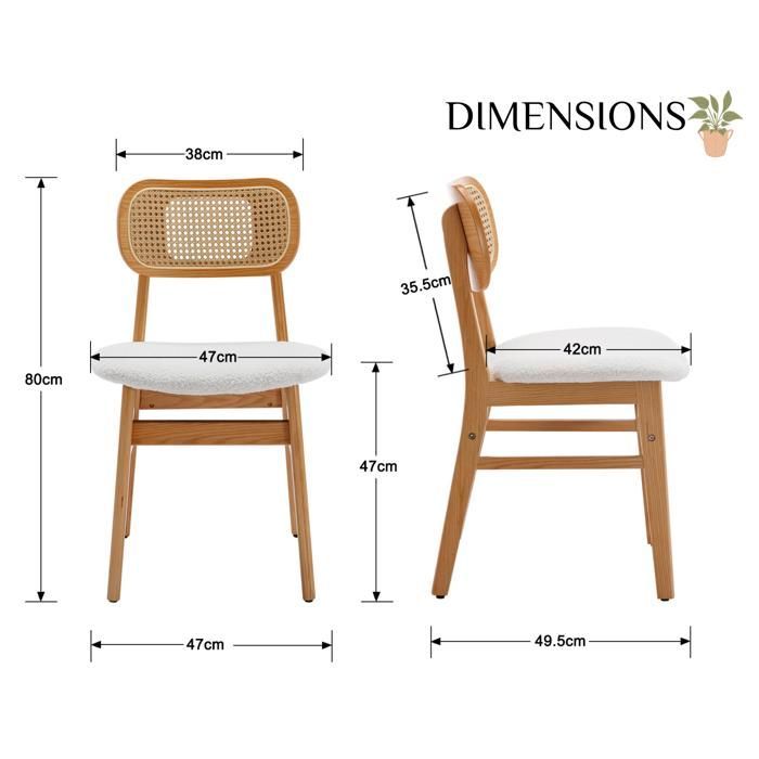 Wahson Chaise de Salle à Manger Lot de 4 Chaise Salle à Manger en Bois Rétro, Chaise de Cuisine pour Salon, Fausse Fourrure, Beige