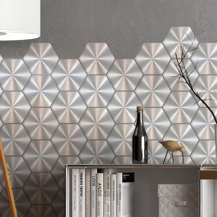 Adhesivos autoadhesivos para azulejos de pared para cocina y baño - Azulejos hexagonales de cemento gris acero - 28 adhesivos hexagonales, 15 x 13,5 cm