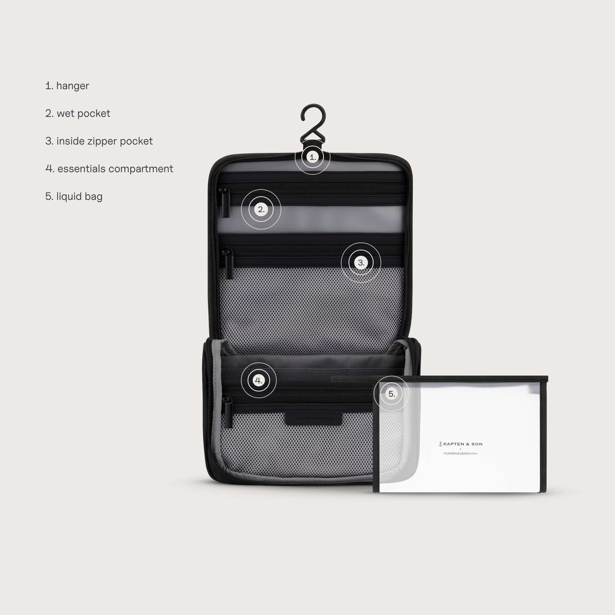 Trousse de toilette Bali entièrement noire par Mariefeandjakesnow