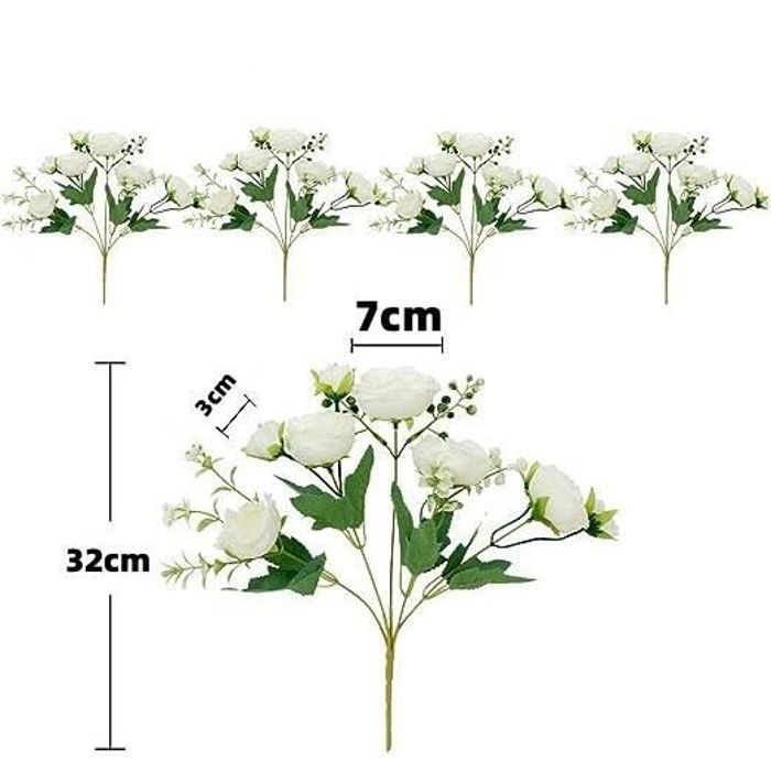 Paquete de 4 (5 cabezas) ramos de peonías blancas artificiales para decoración de bodas y arreglos florales.