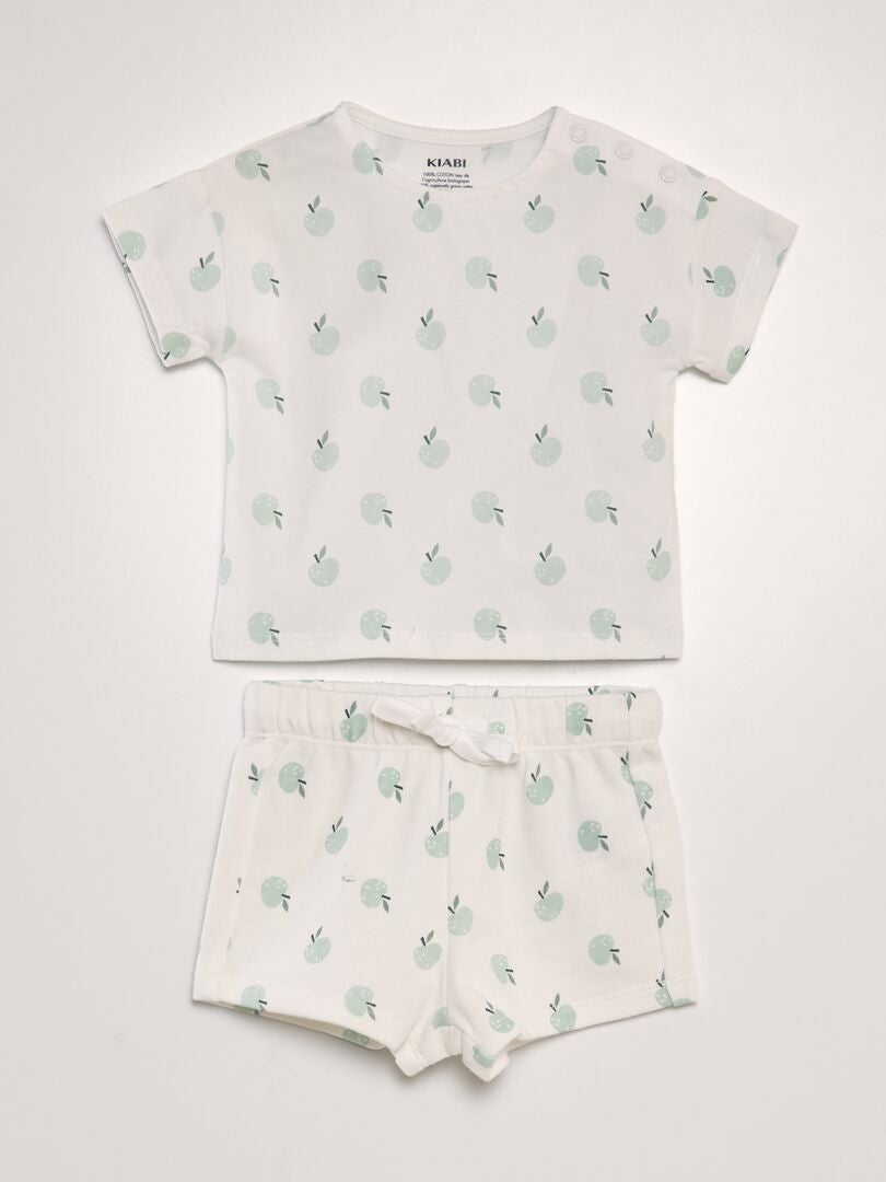 Conjunto de pijama curto - camiseta + shorts - 2 peças - BRANCO