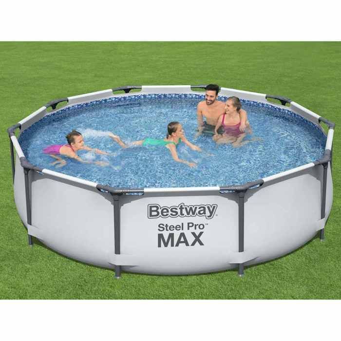 Putkimainen uima-allas - Bestway - Steel Pro MAX - 305x76 cm - Hopea - Pumppu sisältyy hintaan