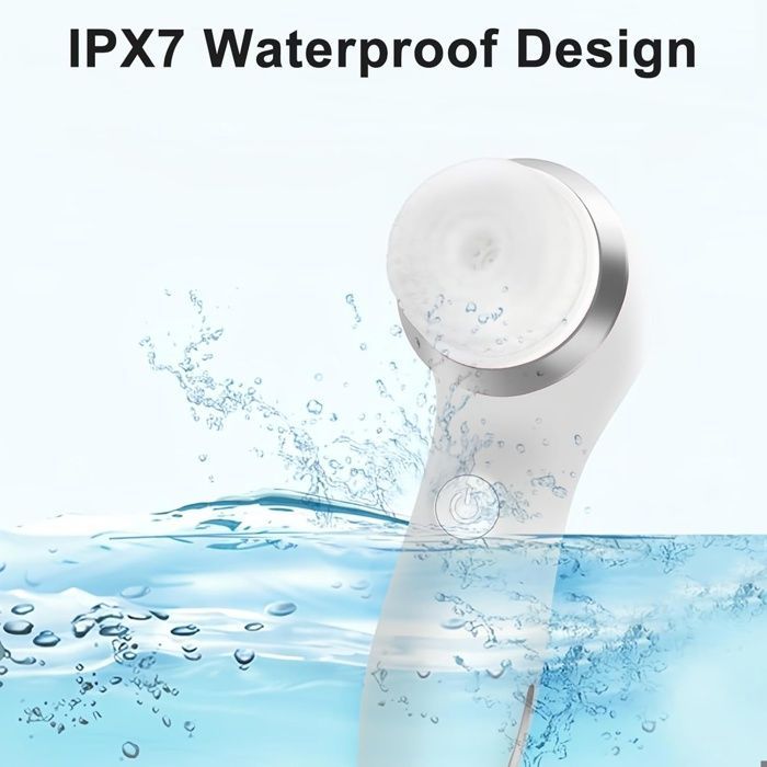 Rechargeable IPX-7 Waterproof Facial Cleansing Brush with 3 Brush Heads for Exfoliation and Massage - Silver