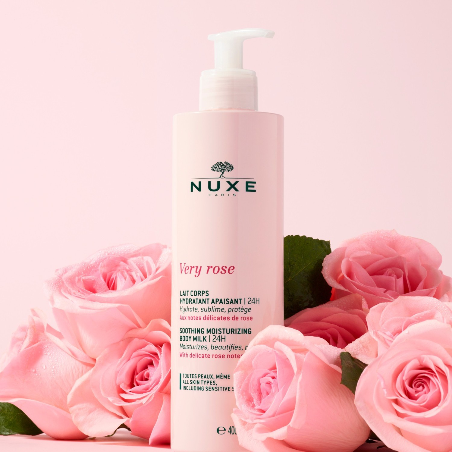 NUXE Very Rose nomierinošais mitrinošais ķermeņa losjons - 400 ml