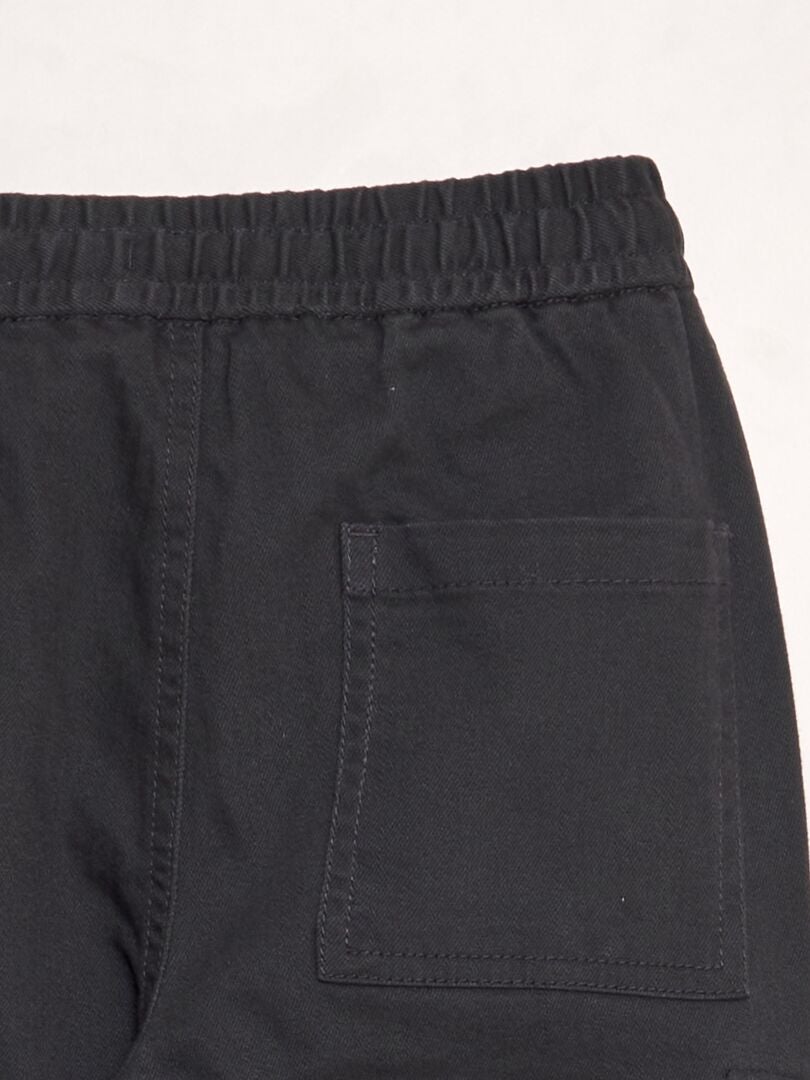 Pantalones deportivos de felpa con bolsillos laterales - NEGRO
