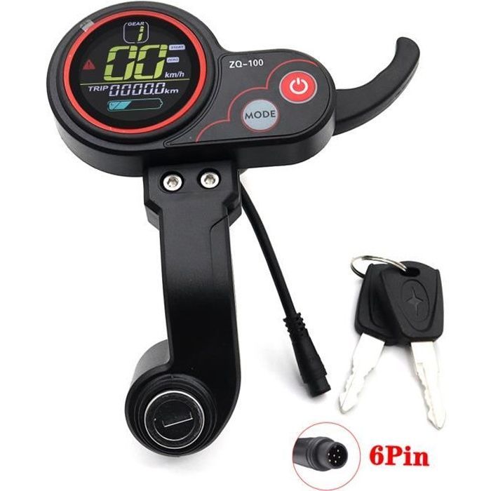 Velocímetro LCD universal para patinete eléctrico ZQ-100 con velocímetro, pantalla de 6 pines para patinete eléctrico