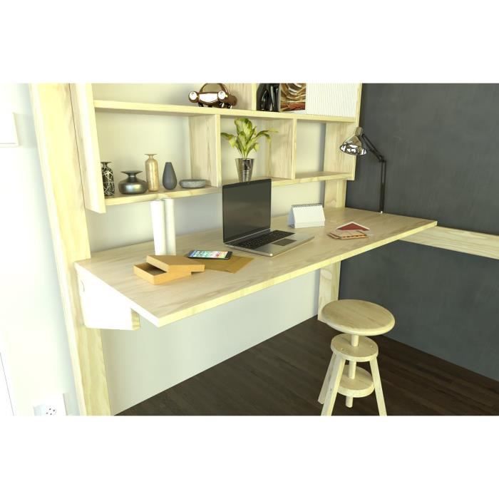 Desk for loft bed - ABC FURNITURE - Natural Varnish - Solid Wood - Width 90