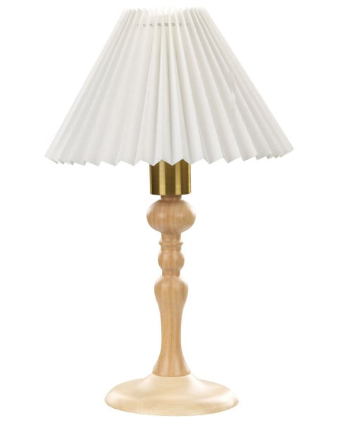 Lampa stołowa 38cm jasne drewno biały abażur