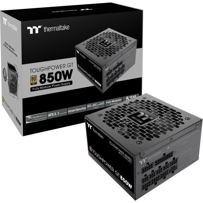 THERMALTAKE - Toughpower GT - Fonte de alimentação para PC - 850 W - 80+ Gold - ATX3.1 - Totalmente modular - PCI-E 5.1 12VHPWR