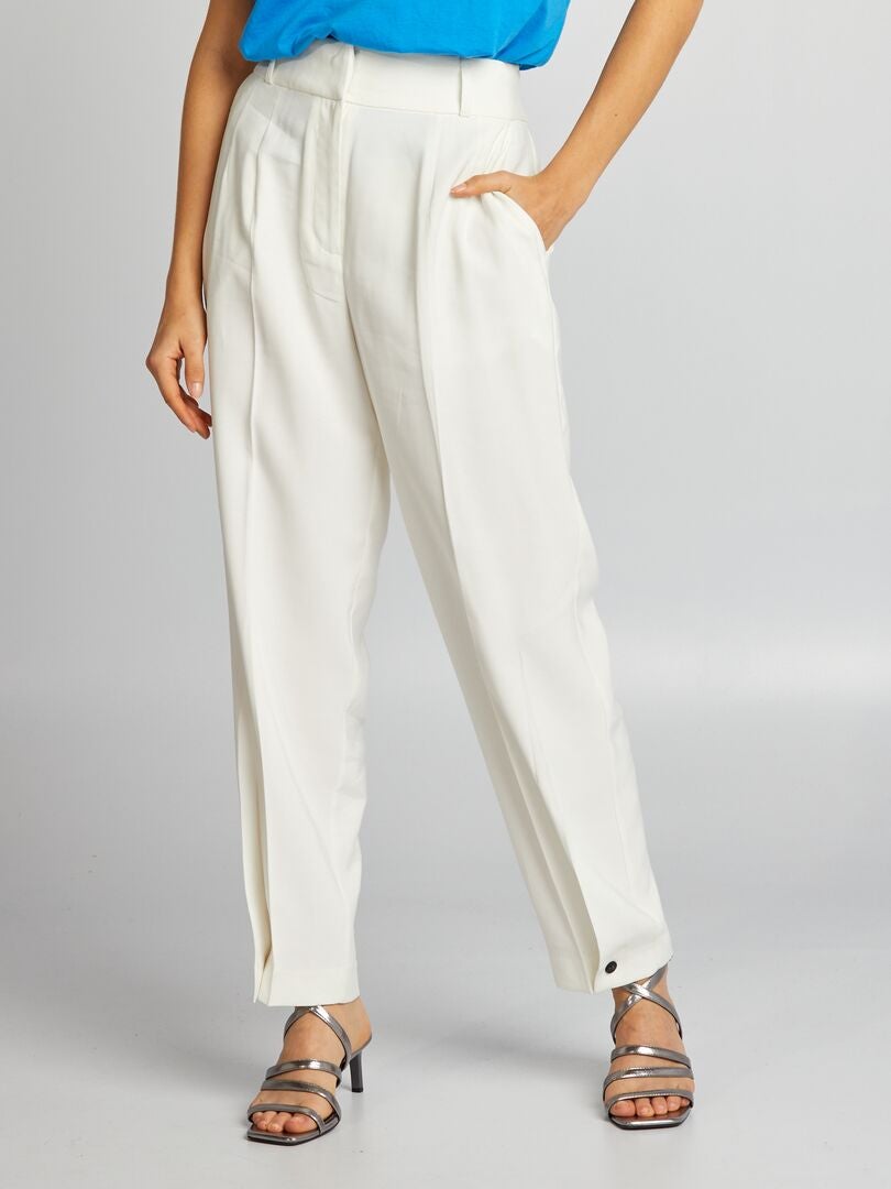 Rechte broek met hoge taille - WIT