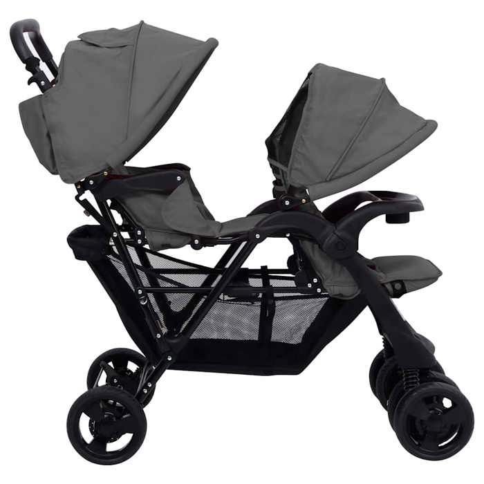cochecito doble vidaXL, cochecito de viaje plegable, cochecito para niños pequeños, protección exterior contra 10348