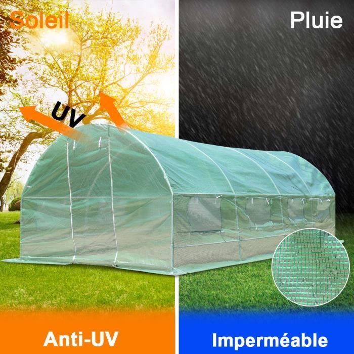 Estufa de jardim - 300x600x200cm - Aço inoxidável - PE resistente aos raios UV - Impermeável