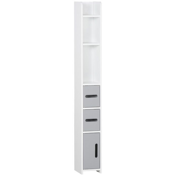 Meuble colonne de salle de bain - kleankin - bois - 15 x 17 x 120 cm - gris