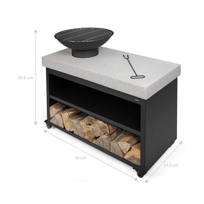 Braciere per barbecue su carrello di servizio - LIVOO - DOC329 -