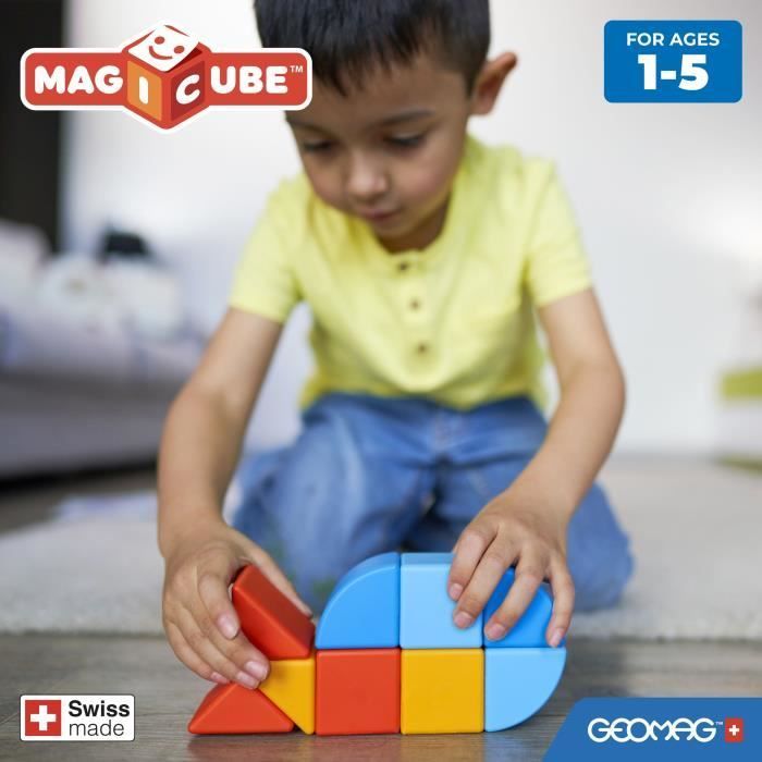Blocs magnétiques - GEOMAG - Magicube 208 - 9 pièces - Formes variées - Animaux - Plastique recyclé