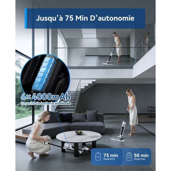 Redroad H13 Cordless Vacuum Cleaner and Mop - 23000Pa, 75-Minute Runtime, Self-Cleaning, Anti-Tangle, OLED Screen, for Hard Floors - White