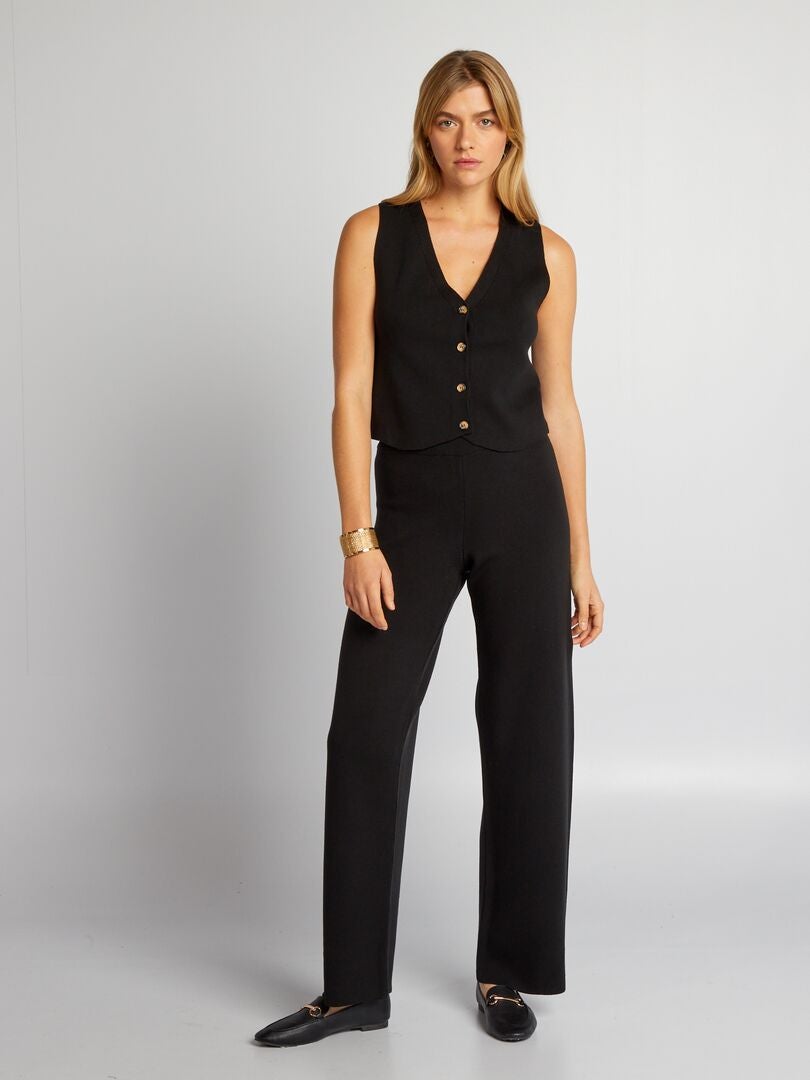 Mouwloos vest met V-hals - zwart
