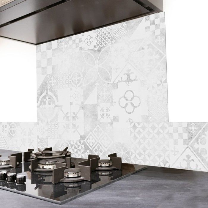 Fond de hotte adhésif en aluminium effet carreaux de ciment gris - 70x60 cm - 99DECO