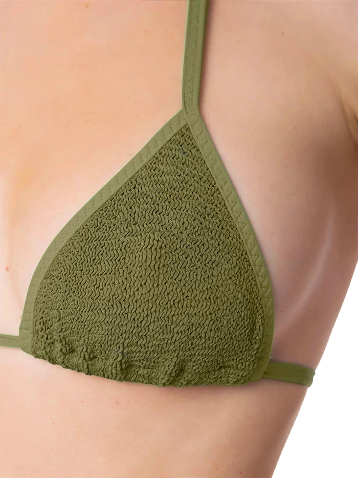 Costume da bagno da donna a triangolo crinkle verde bosco