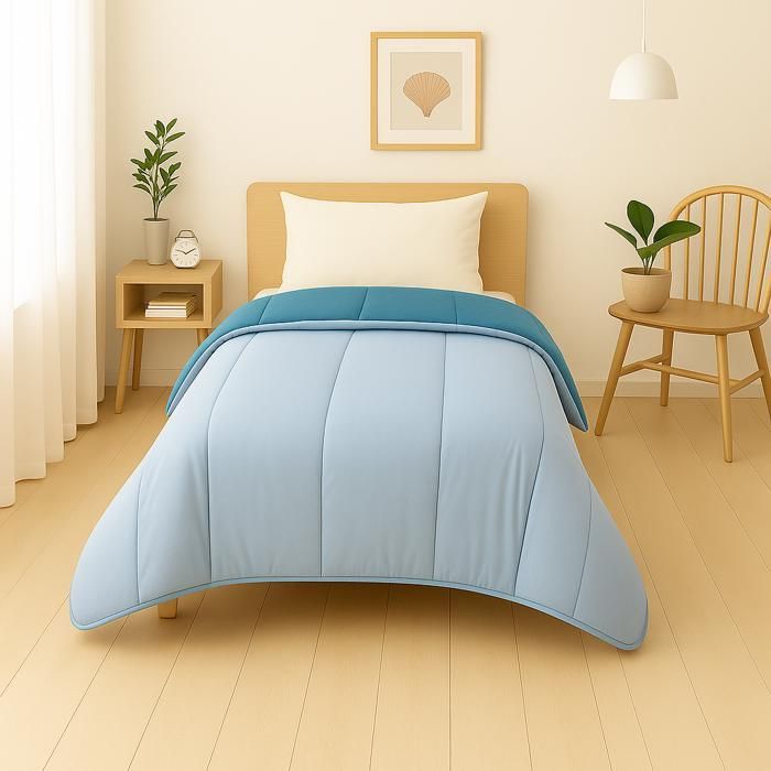 Edredón ligero azul cielo/verde azulado - 1 persona 140x200 - Oferta de verano - MORTREUX