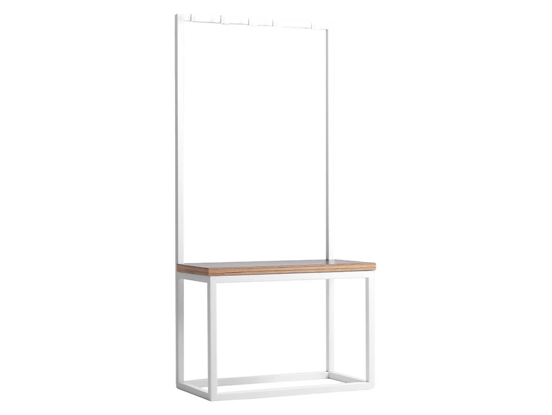 Wieszak stojący Next 120 cm z ławką biały