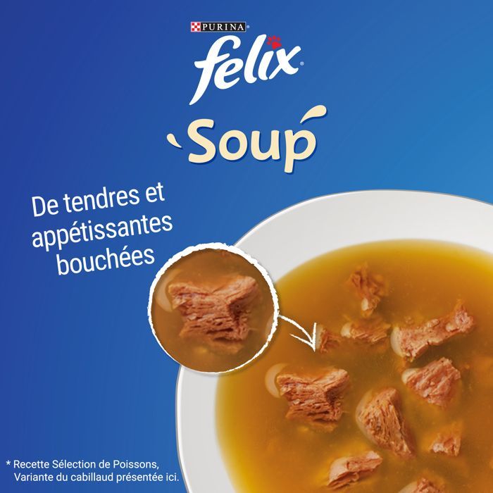 Felix Soup Fish Selection 48x48g - Soup pouches for adult cats