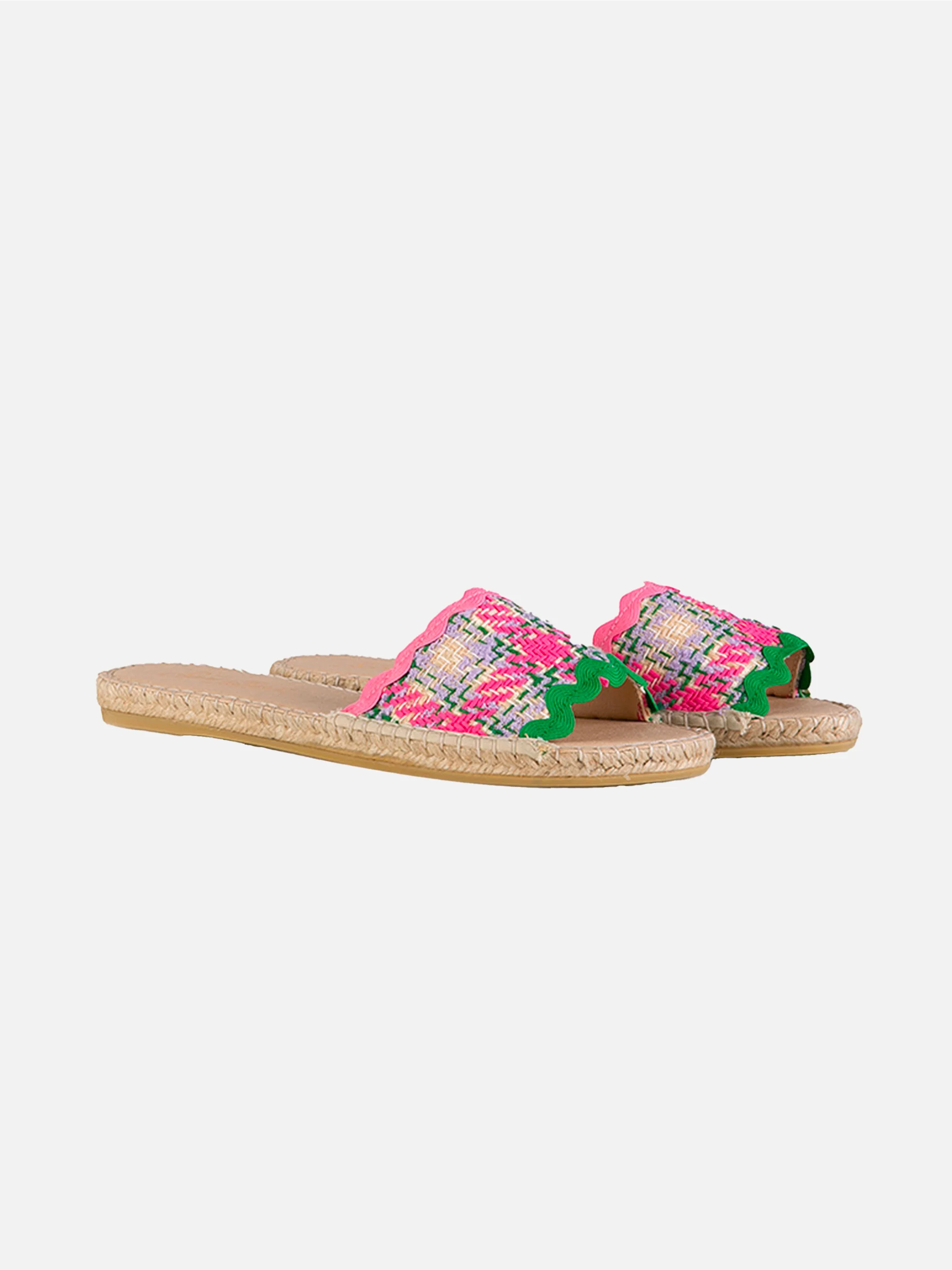 Dames espadrille met veelkleurige tweedstof