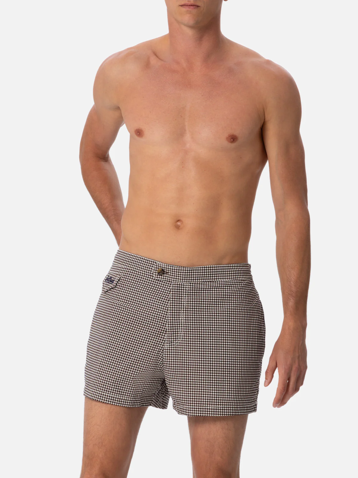 Harry's Slim Fit Zwempak voor Heren met Pied-de-pouleprint