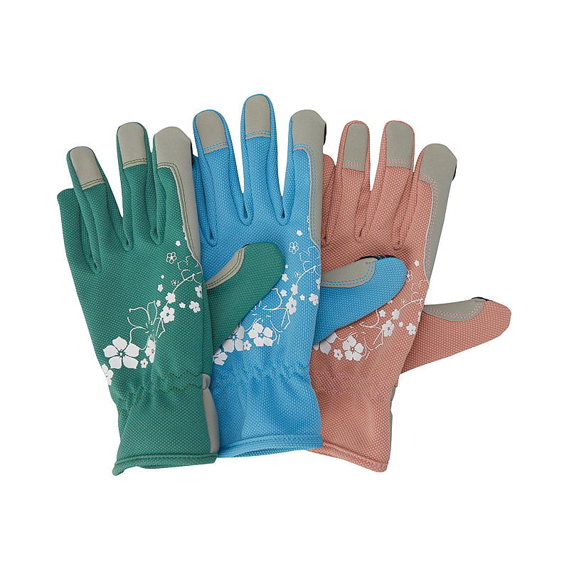 Guantes Blossom Garden talla 7, de nobuk y elásticos.