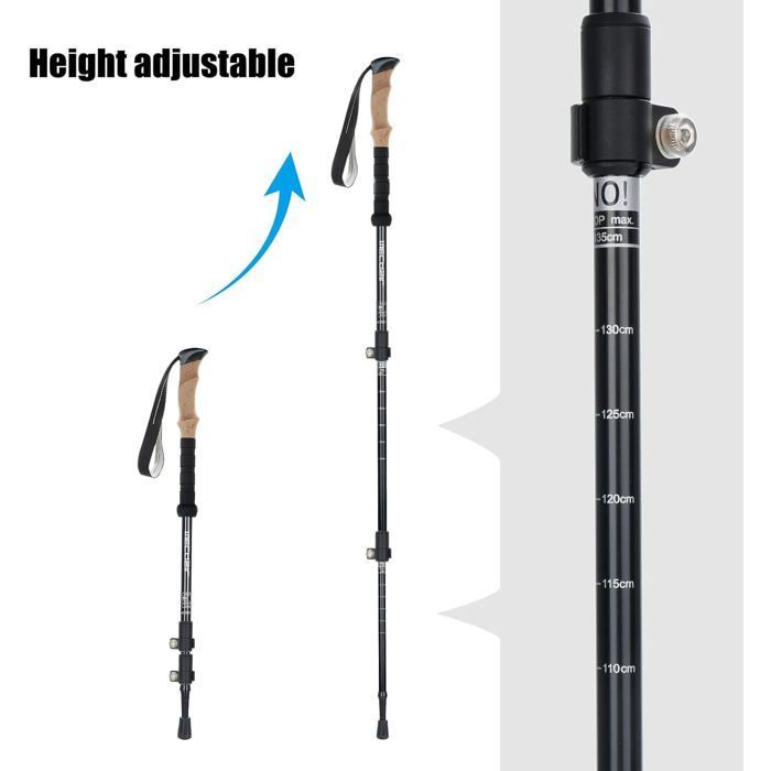 Bastões de caminhada, bastões de trekking - 63-135 cm - Dobráveis e ajustáveis - Telescópicos - Para homens e mulheres