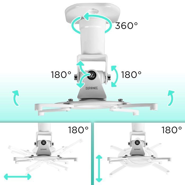 Duronic PB07XB Support vidéoprojecteur Universel inclinable et Rotatif Capacité 10 kg Installation Plafond Idéal pour Home cinema