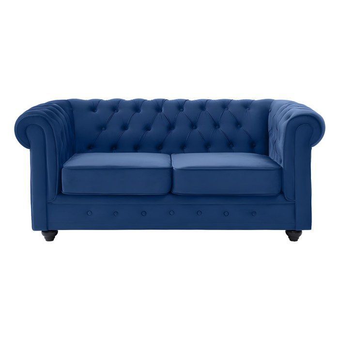 Divano a 3 posti, divano a 2 posti e poltrona CHESTERFIELD - velluto blu royal