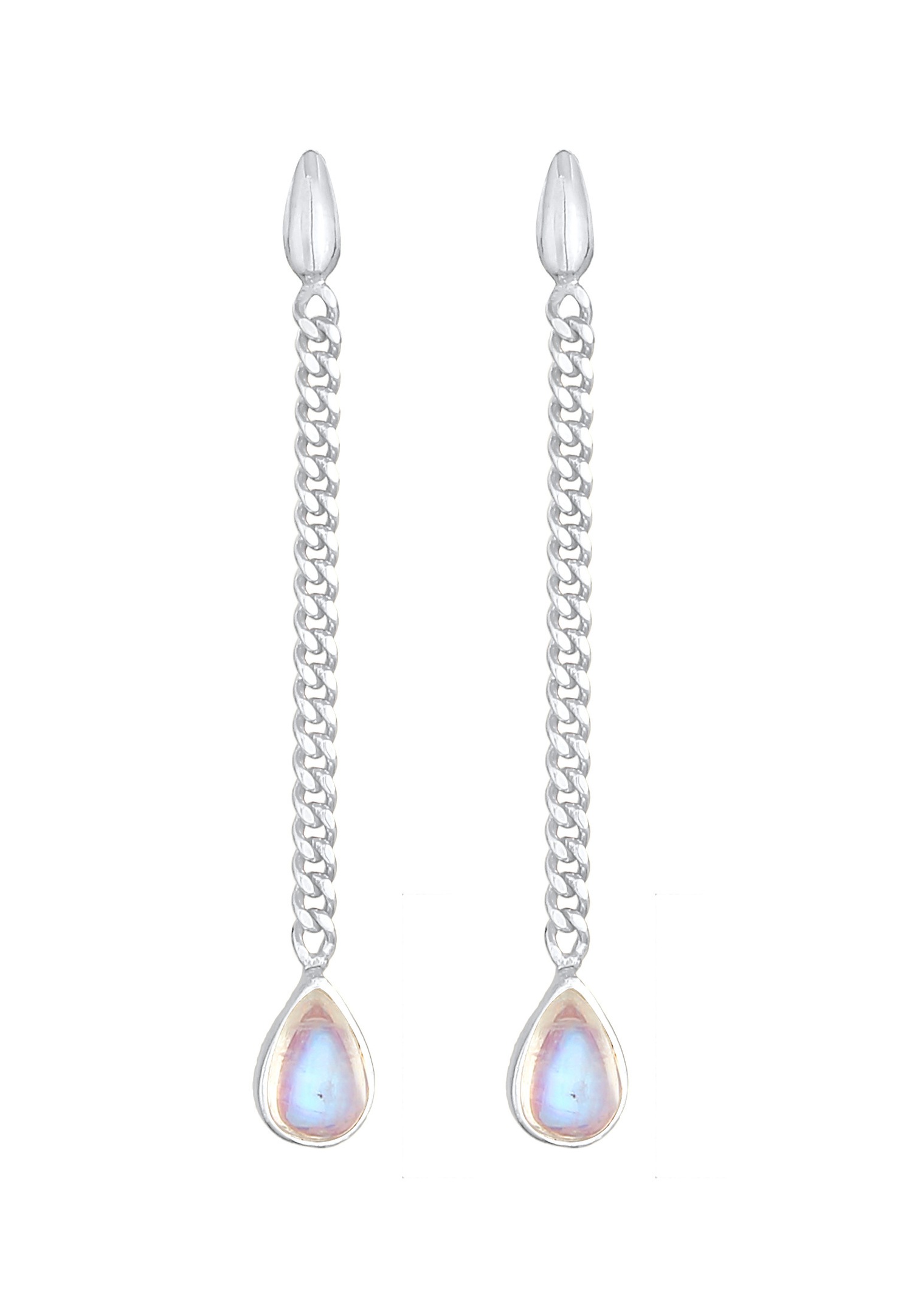 Elli PREMIUM Boucles d'oreilles pour femmes en chaîne élégante tendance avec pierre de lune en argent sterling 925