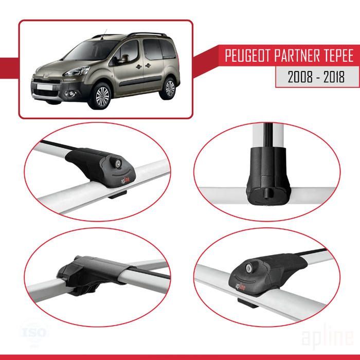Compatibel met Peugeot Partner 2 Tepee 2008-2018 ACE-1 dakdragers/bagagedrager, grijs aluminium, 2 stangen