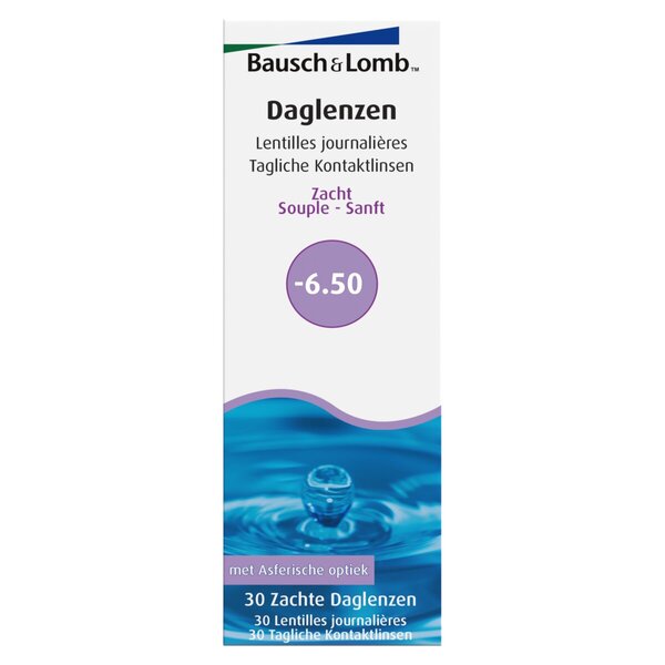 Lentile de contact moi zilnice Bausch + Lomb -6.50<br>Dispozitiv medical - 30 bucăți