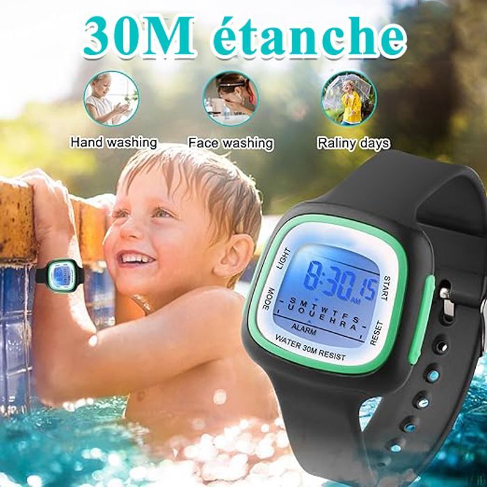 Children's Watch, 7 Color Lights Watch for Girls and Boys, Kids Digital Watch with Cat Design, 3ATM Waterproof