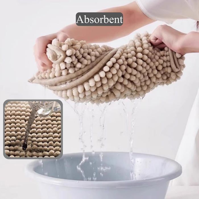 Alfombrilla de baño de chenilla suave - Absorbente y antideslizante - Alfombra de baño mullida, lavable a máquina - Etiqueta gris