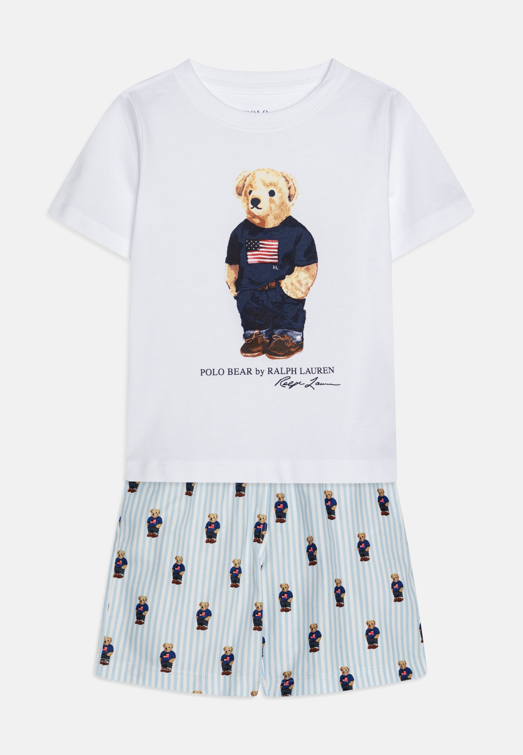 Polo Ralph Lauren BEAR TEE SET - Pyjamaset - wit/lichtblauw