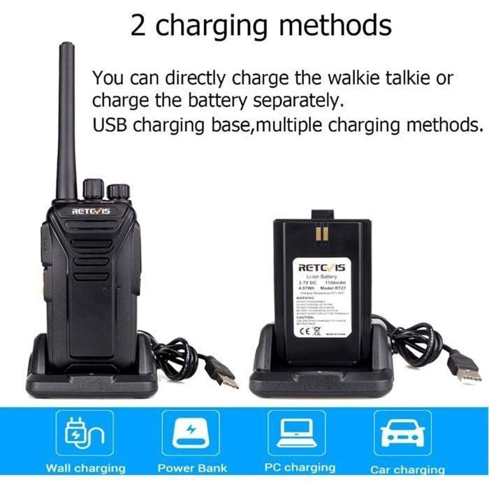 Walkie Talkie profesional Retevis RT27, largo alcance PMR446, sin licencia, 16 canales, para servicios de seguridad, venta al por mayor, 10 unidades.