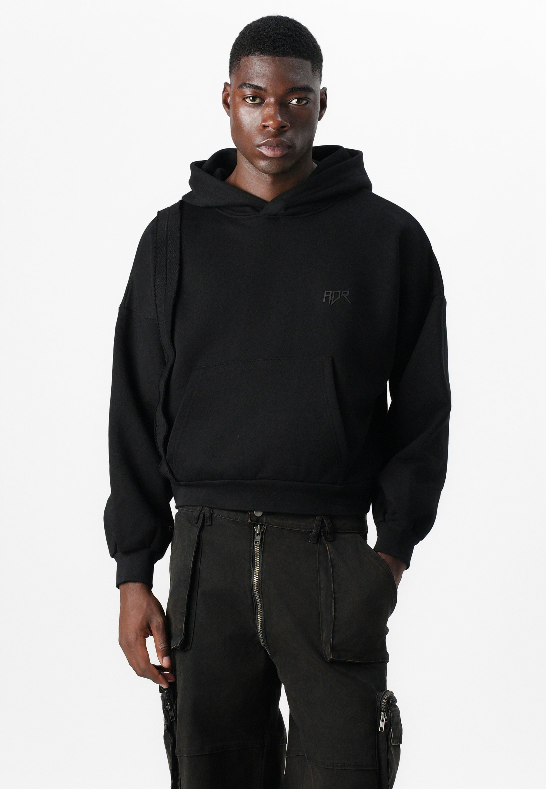 Felpa con cappuccio unisex con logo Clothing Atelier - nera