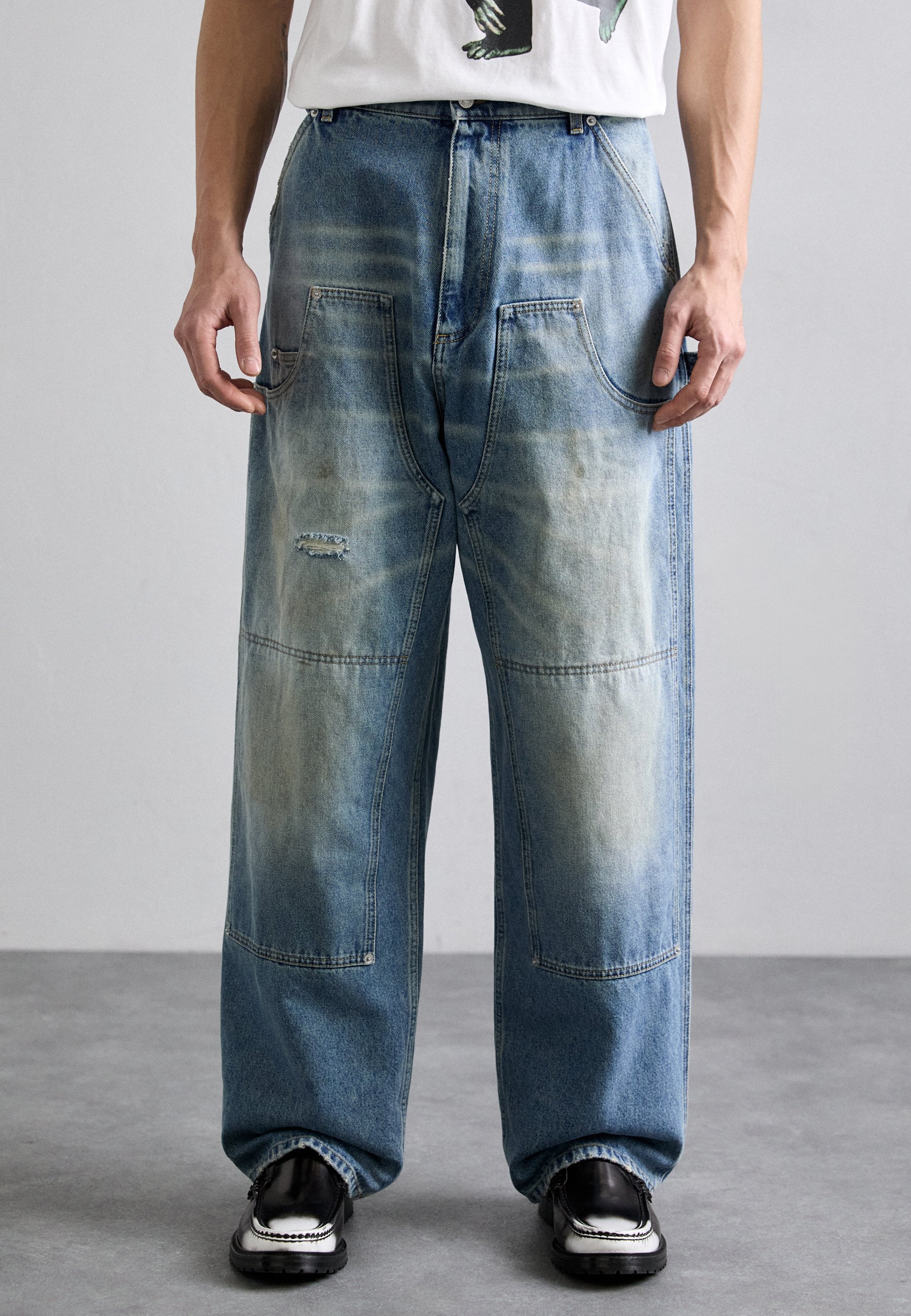 Jeans a gamba dritta MOSCHINO LAUREL CROWN EMBLE - blu