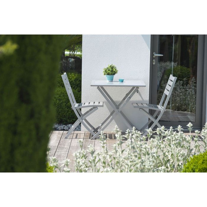 Conjunto de comedor de jardín de aluminio para 2 personas - Gris claro