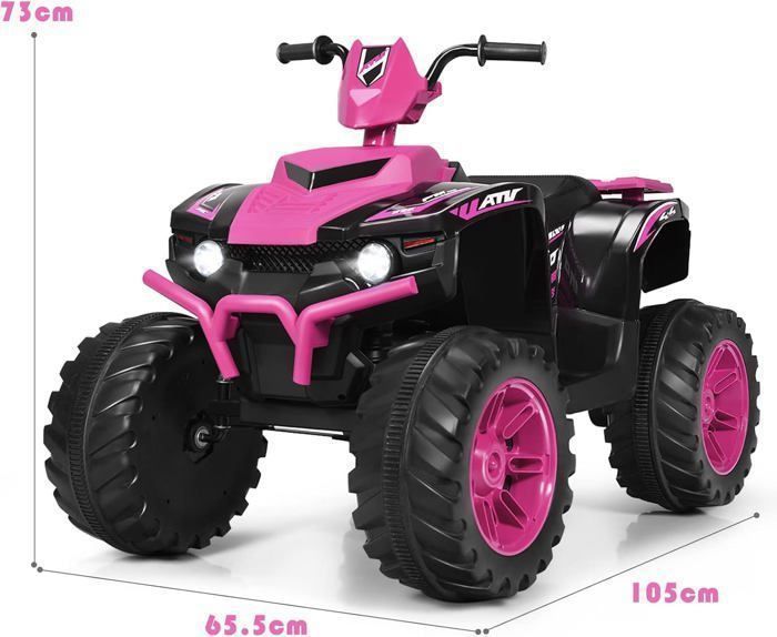 Quad eléctrico GOPLUS para niños - 2 velocidades (2,8-5 km/h) - Faro, claxon y reproductor de MP3 - Arranque suave - Rosa